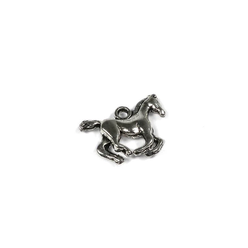 Privjesak metalni ukras, 1 kom - konj, galop, 3D, mali