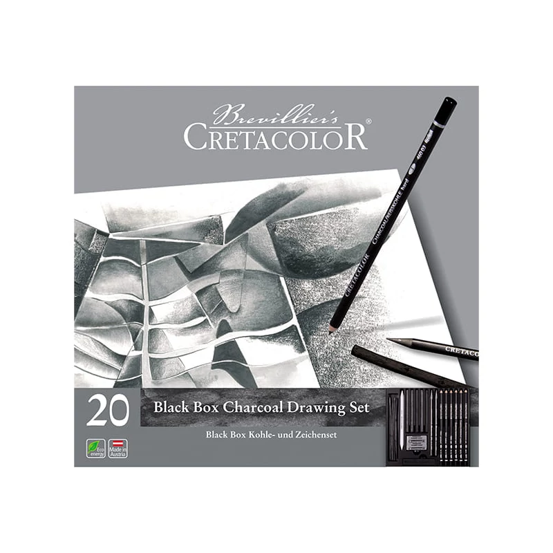 Cretacolor Black Box carbon set za crtanje - 20 kom, metalna kutija