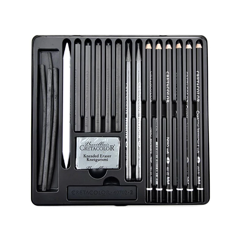 Cretacolor Black Box carbon set za crtanje - 20 kom, metalna kutija