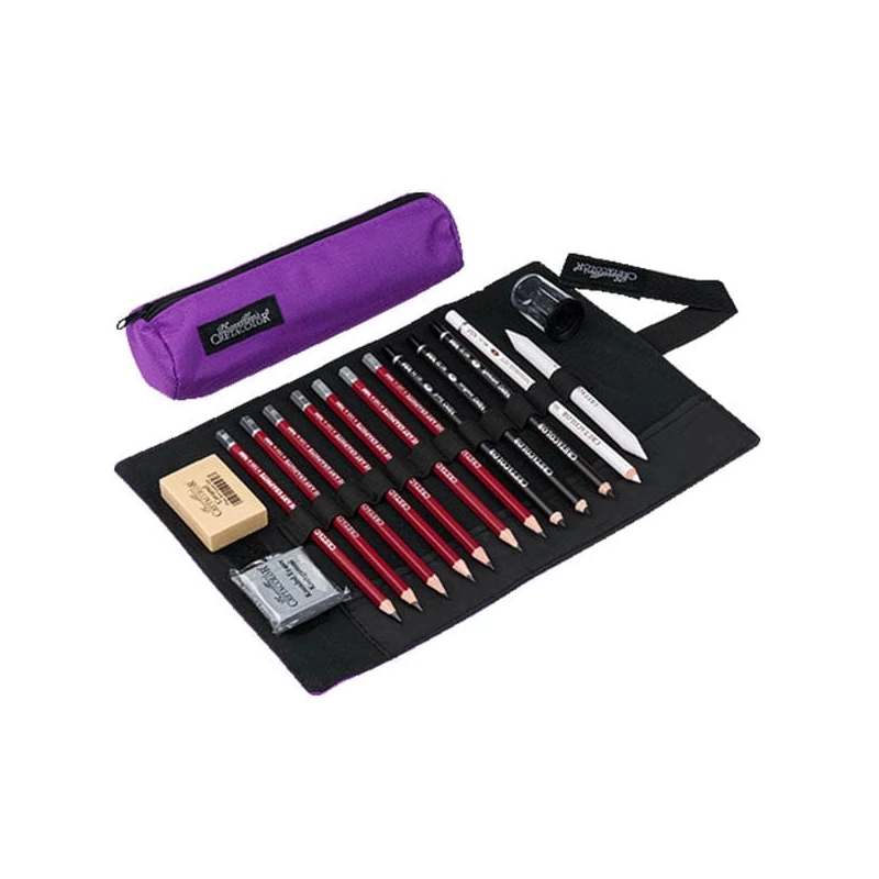 Cretacolor Pencil Wrap Set komplet za crtanje u platnenom rolo držaču – Beginner, 16-dijelni