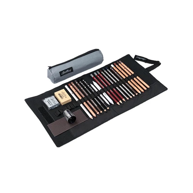 Cretacolor Pencil Wrap Set komplet za crtanje u platnenoj rolo torbici – Professional, 24 kom