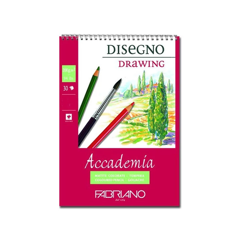 Fabriano Accademia blok za crtanje i skiciranje, 200 g, 30 listova - A2, spirala