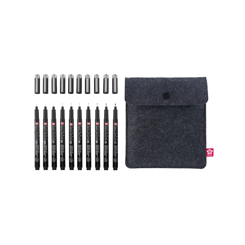 Sakura Pigma Micron set tehničkih olovaka za crtanje - 10 komada + držač za olovke, Black Edition