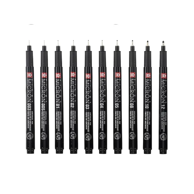 Sakura Pigma Micron set tehničkih olovaka za crtanje - 10 komada + držač za olovke, Black Edition