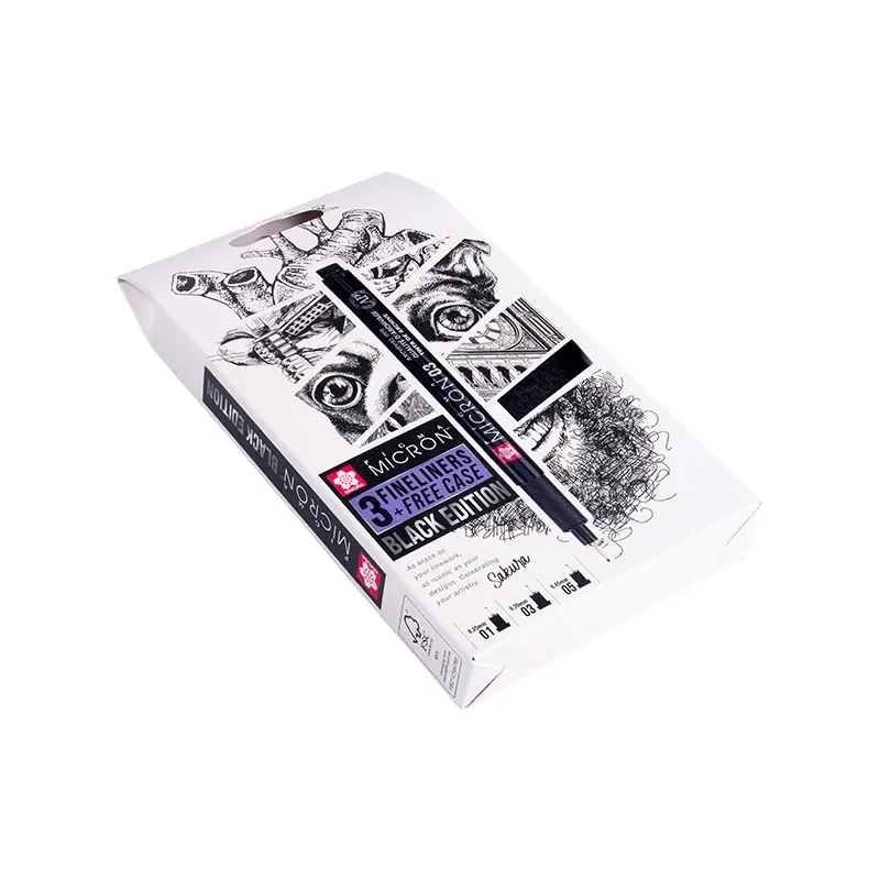 Sakura Pigma Micron set tehničkih olovaka za crtanje - 3 komada + držač za olovke, Black Edition