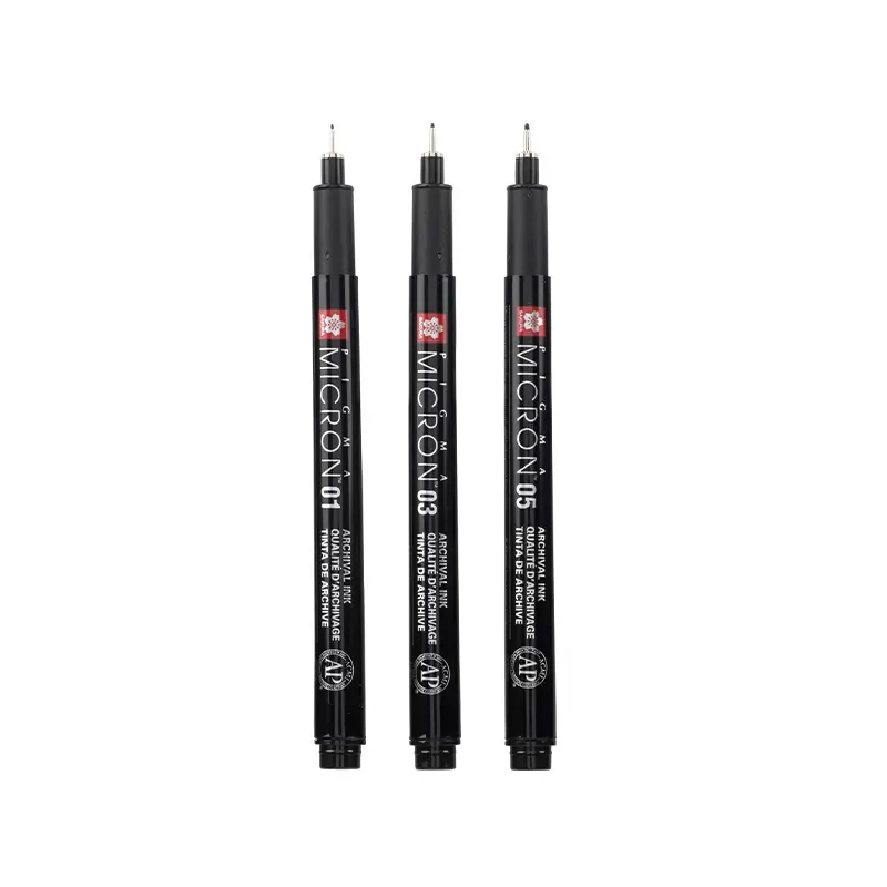 Sakura Pigma Micron set tehničkih olovaka za crtanje - 3 komada + držač za olovke, Black Edition