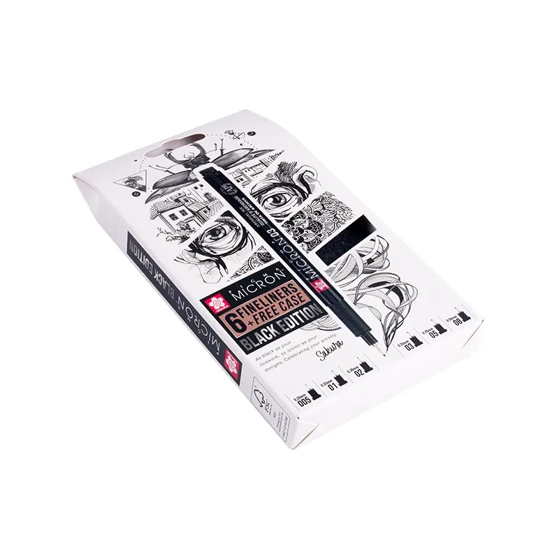 Sakura Pigma Micron set tehničkih olovaka za crtanje - 6 komada + držač za olovke, Black Edition