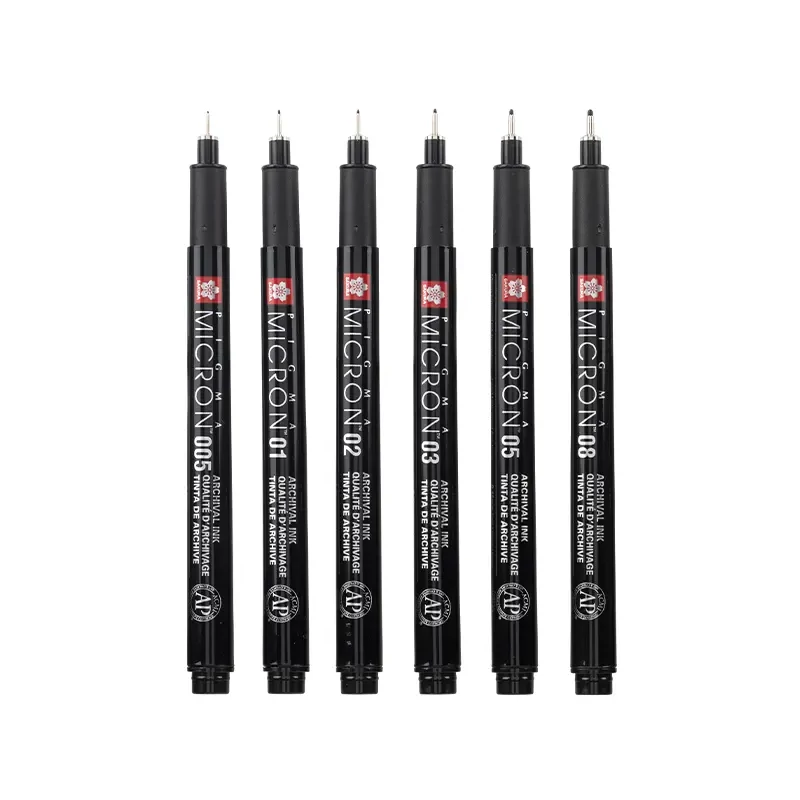 Sakura Pigma Micron set tehničkih olovaka za crtanje - 6 komada + držač za olovke, Black Edition