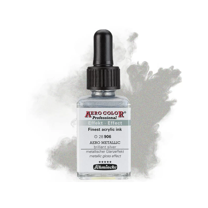 Schmincke AERO COLOR profesionalna boja za pištolj za retuširanje, 28 ml- 906, AERO METALLIC brilliant silver