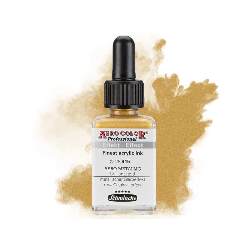 Schmincke AERO COLOR profesionalna boja za pištolj za retuširanje, 28 ml- 915, AERO METALLIC brilliant gold