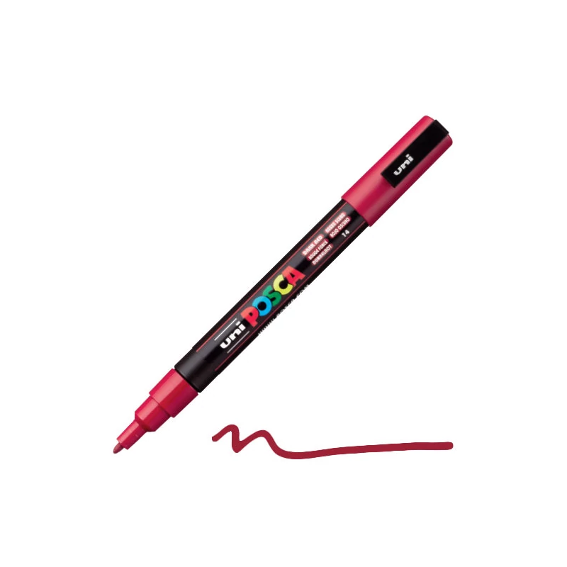 Flomaster UNI POSCA PC-3M, 0,9-1,3 mm - 14, tamno crveni