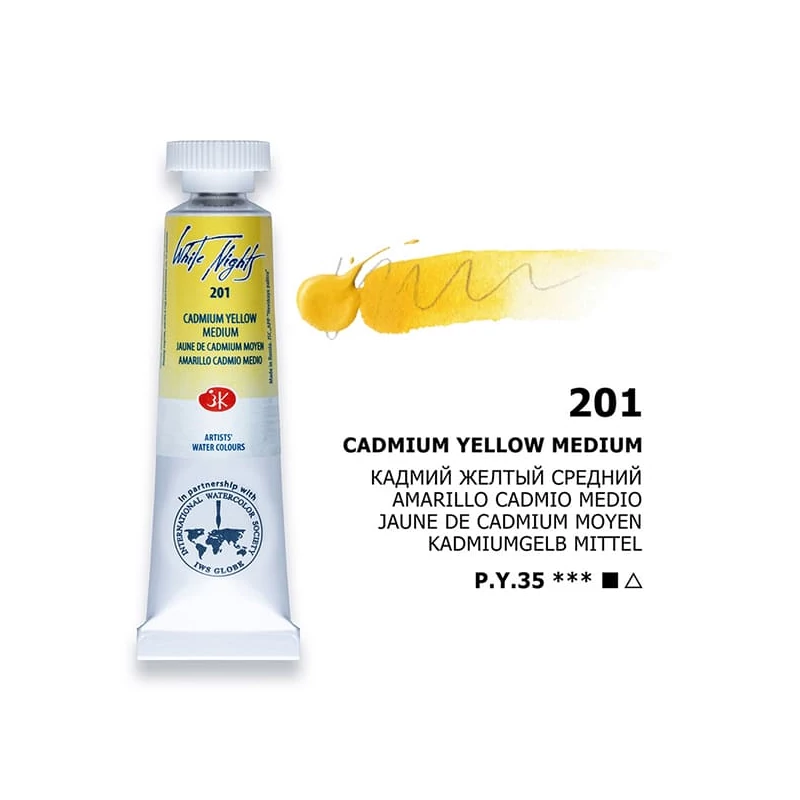 White Nights akvarel boja u tubi 10 ml - 201, cadmium yellow medium