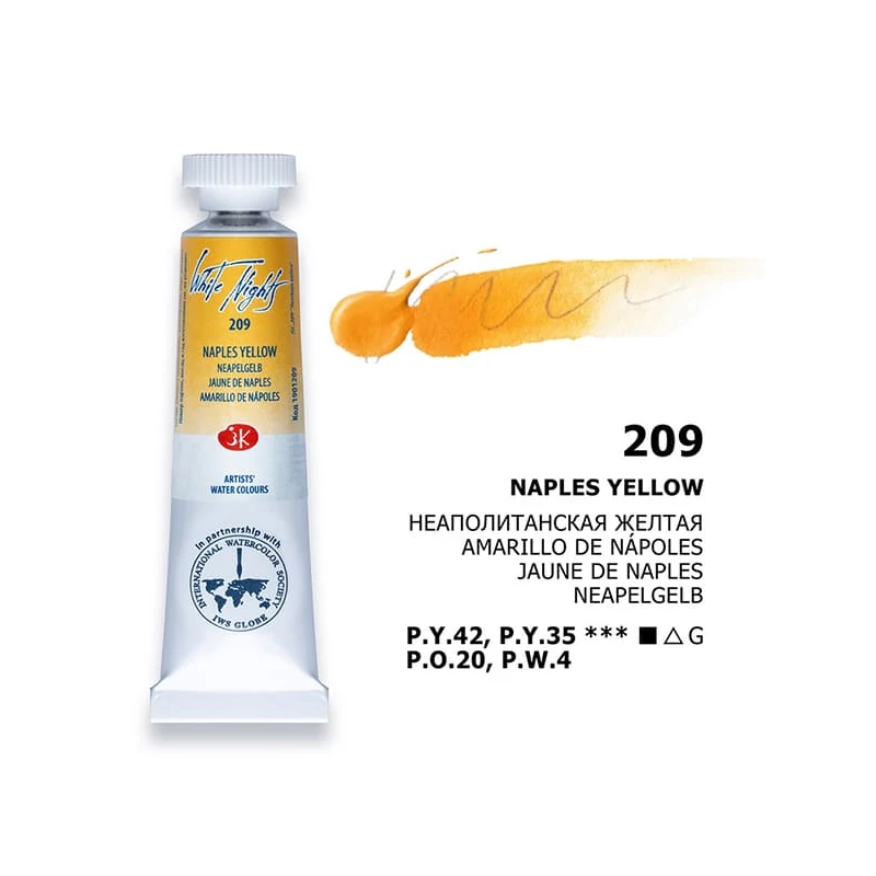White Nights akvarel boja u tubi 10 ml - 209, naples yellow