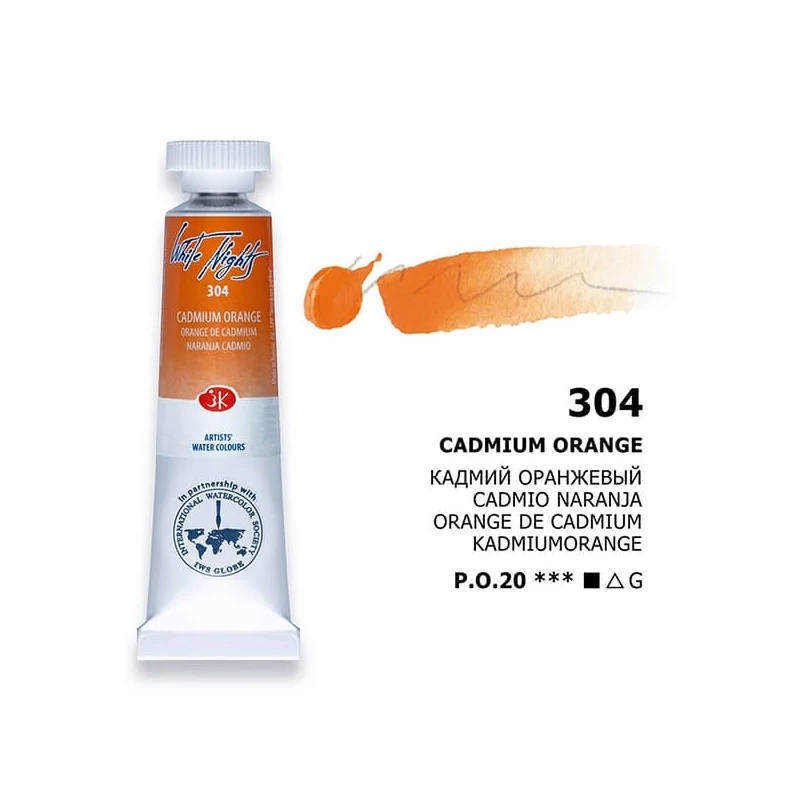 White Nights akvarel boja u tubi 10 ml - 304, cadmium orange
