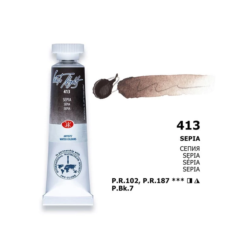 White Nights akvarel boja u tubi 10 ml - 413, sepia