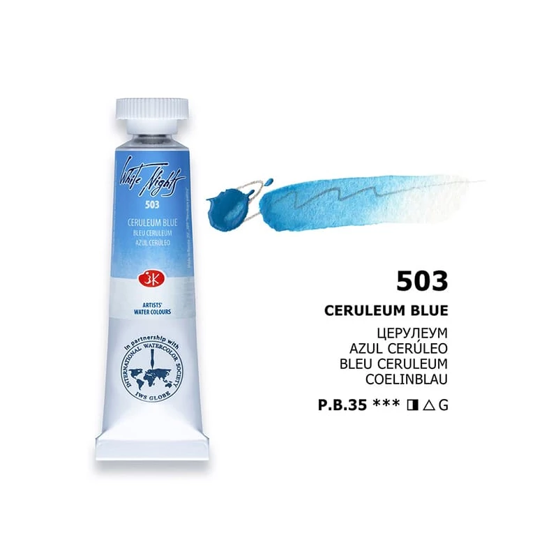 White Nights akvarel boja u tubi 10 ml - 503, ceruleum blue