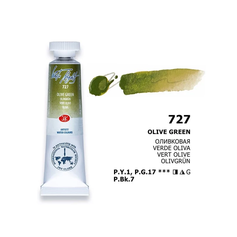 White Nights akvarel boja u tubi 10 ml - 727, olive green